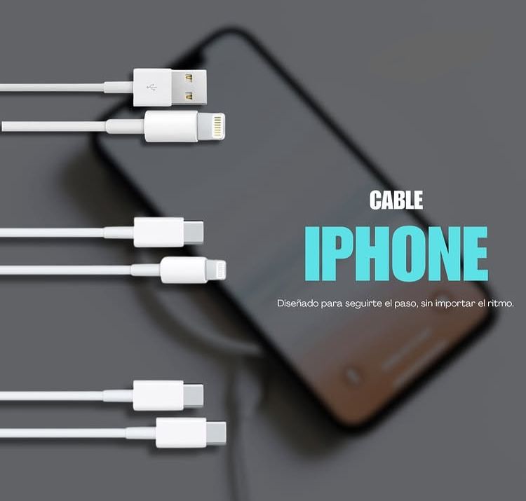 Cable de carga rápida para iPhone (Lightning / USB‑C)