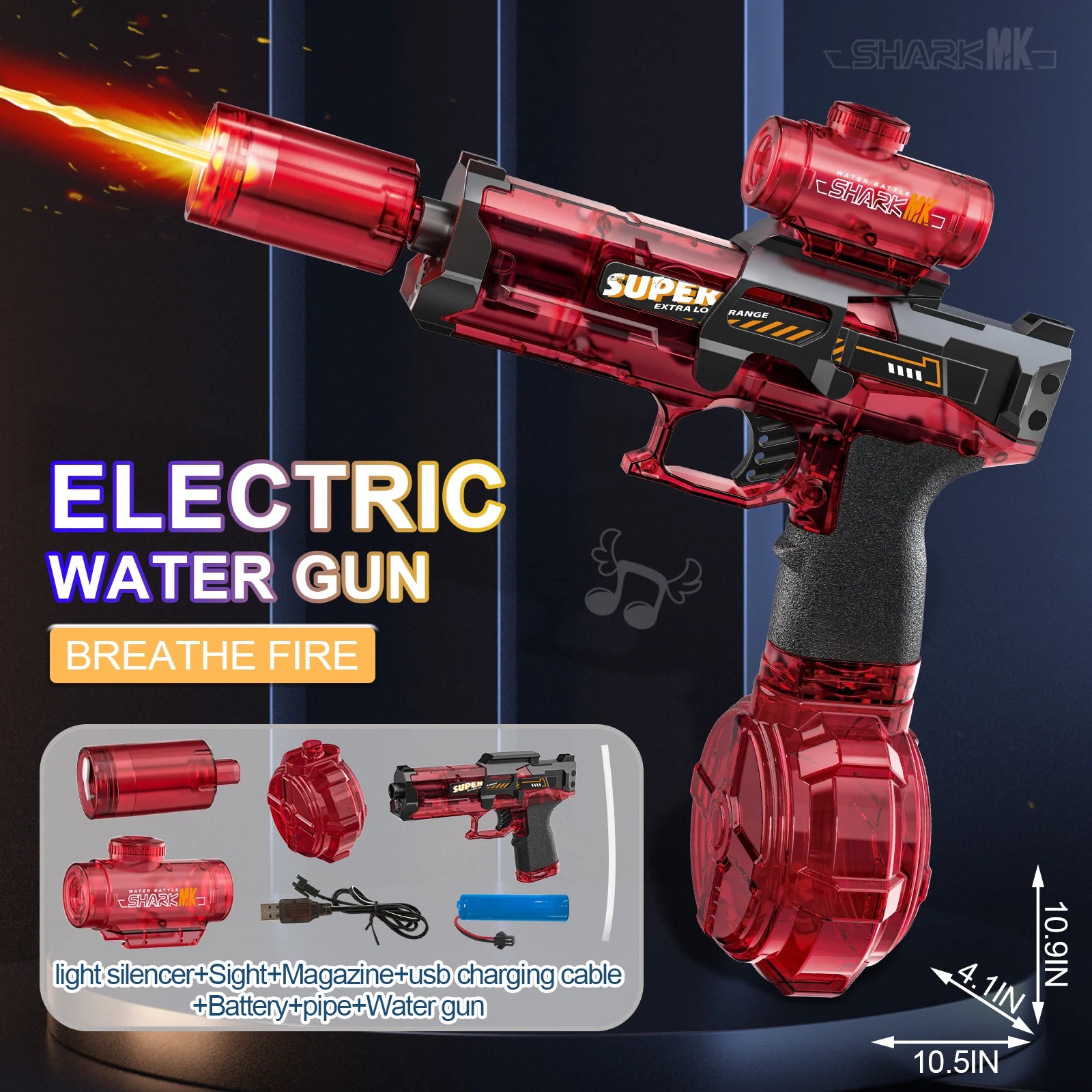 Nueva pistola de agua eléctrica con  luz Efecto de llama alta presión