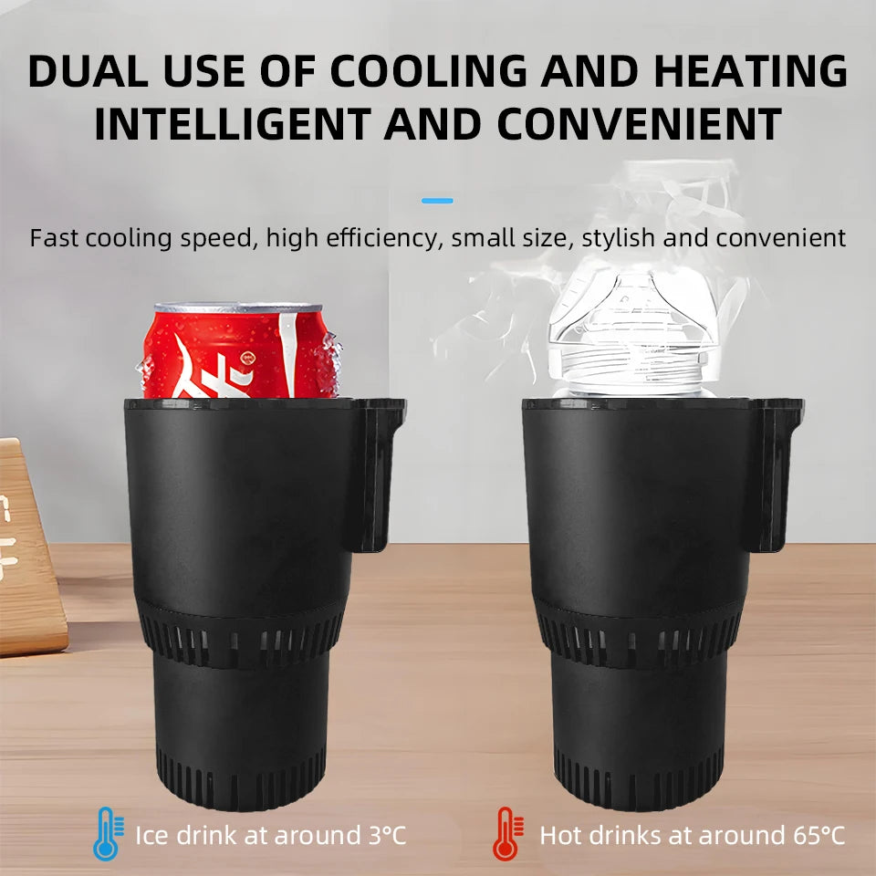 Car Heating and Cooling Cup 12V With Built-in Cup Holder Display Screen One Click Switch For Car Home Beverage Bottle ThermosCup