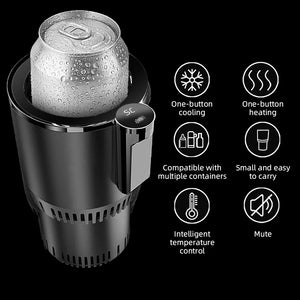 Car Heating and Cooling Cup 12V With Built-in Cup Holder Display Screen One Click Switch For Car Home Beverage Bottle ThermosCup