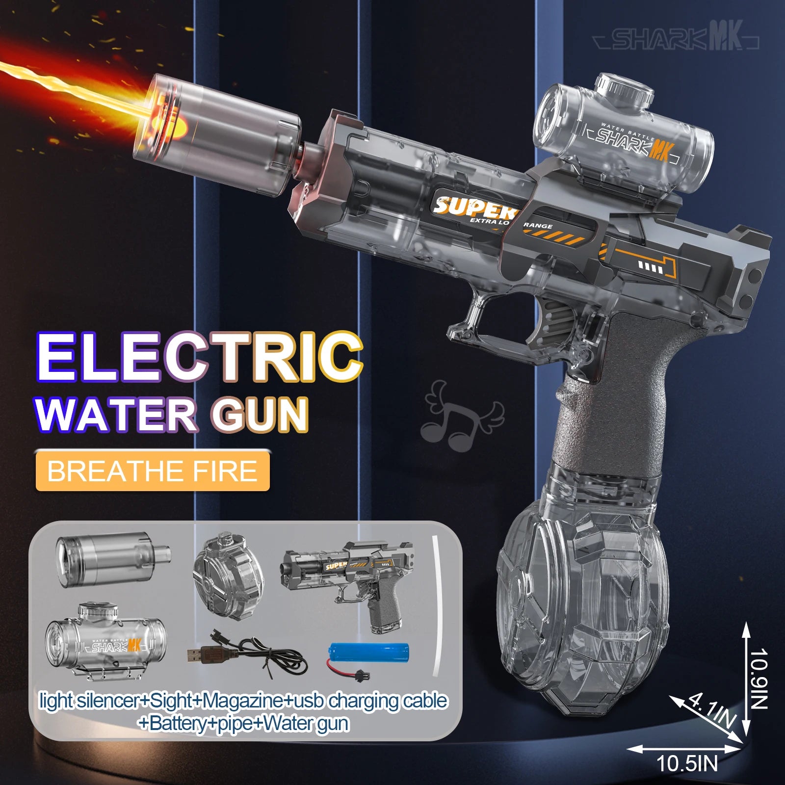 Nueva pistola de agua eléctrica con  luz Efecto de llama alta presión