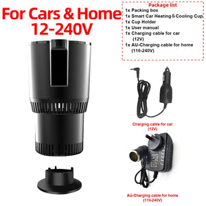 Car Heating and Cooling Cup 12V With Built-in Cup Holder Display Screen One Click Switch For Car Home Beverage Bottle ThermosCup