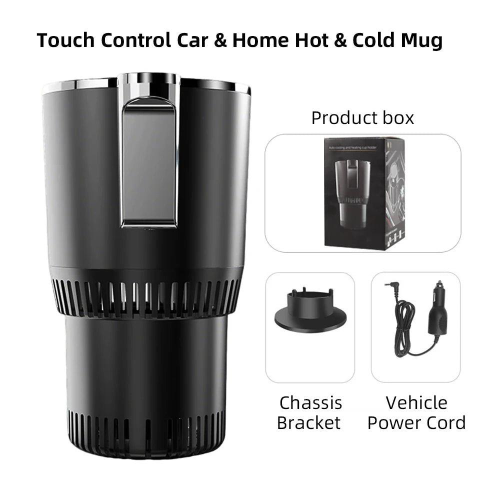 Car Heating and Cooling Cup 12V With Built-in Cup Holder Display Screen One Click Switch For Car Home Beverage Bottle ThermosCup