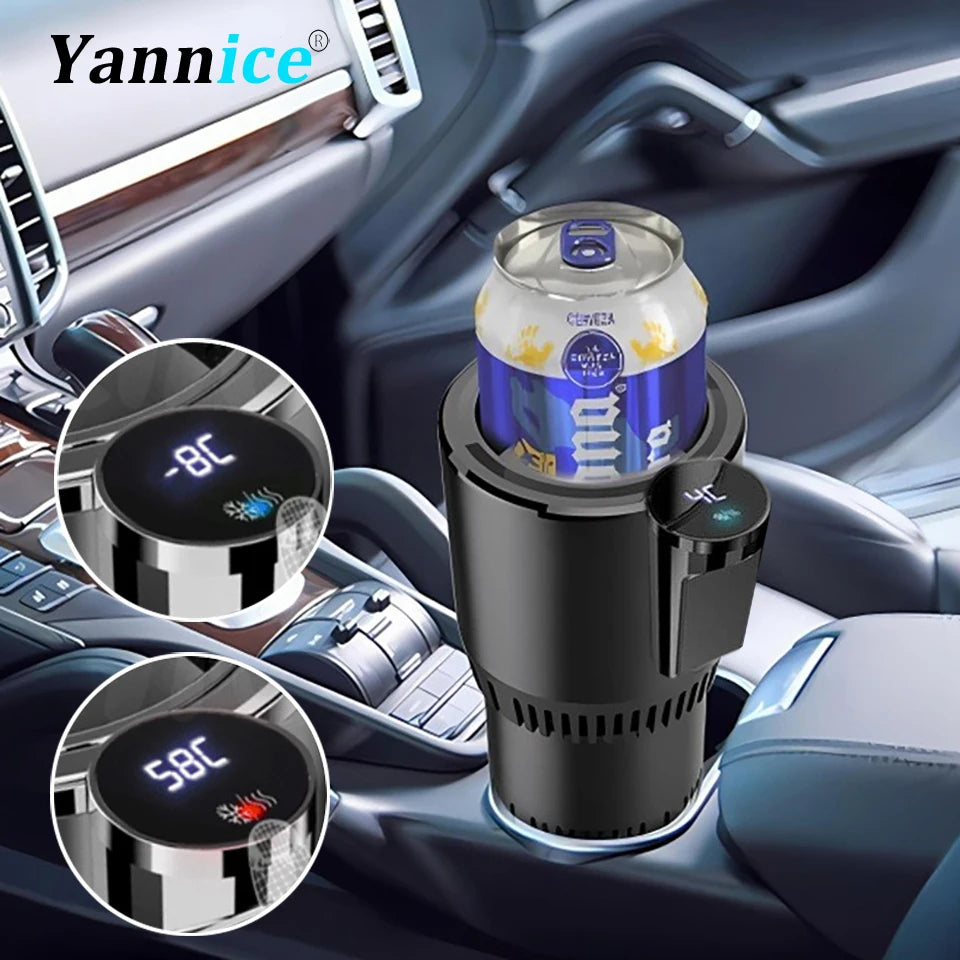 Car Heating and Cooling Cup 12V With Built-in Cup Holder Display Screen One Click Switch For Car Home Beverage Bottle ThermosCup