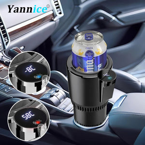 Car Heating and Cooling Cup 12V With Built-in Cup Holder Display Screen One Click Switch For Car Home Beverage Bottle ThermosCup