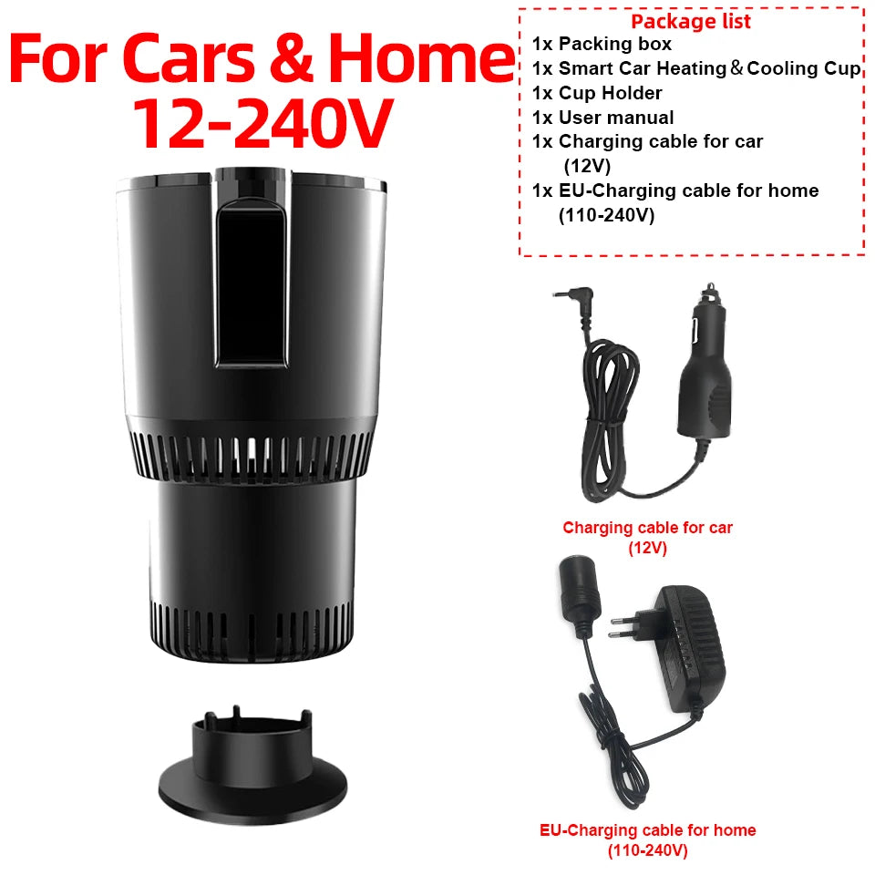 Car Heating and Cooling Cup 12V With Built-in Cup Holder Display Screen One Click Switch For Car Home Beverage Bottle ThermosCup