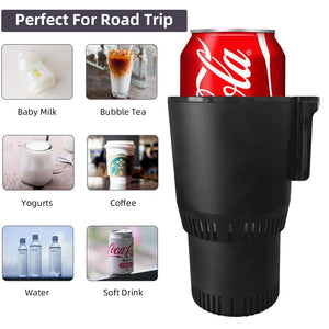 Car Heating and Cooling Cup 12V With Built-in Cup Holder Display Screen One Click Switch For Car Home Beverage Bottle ThermosCup