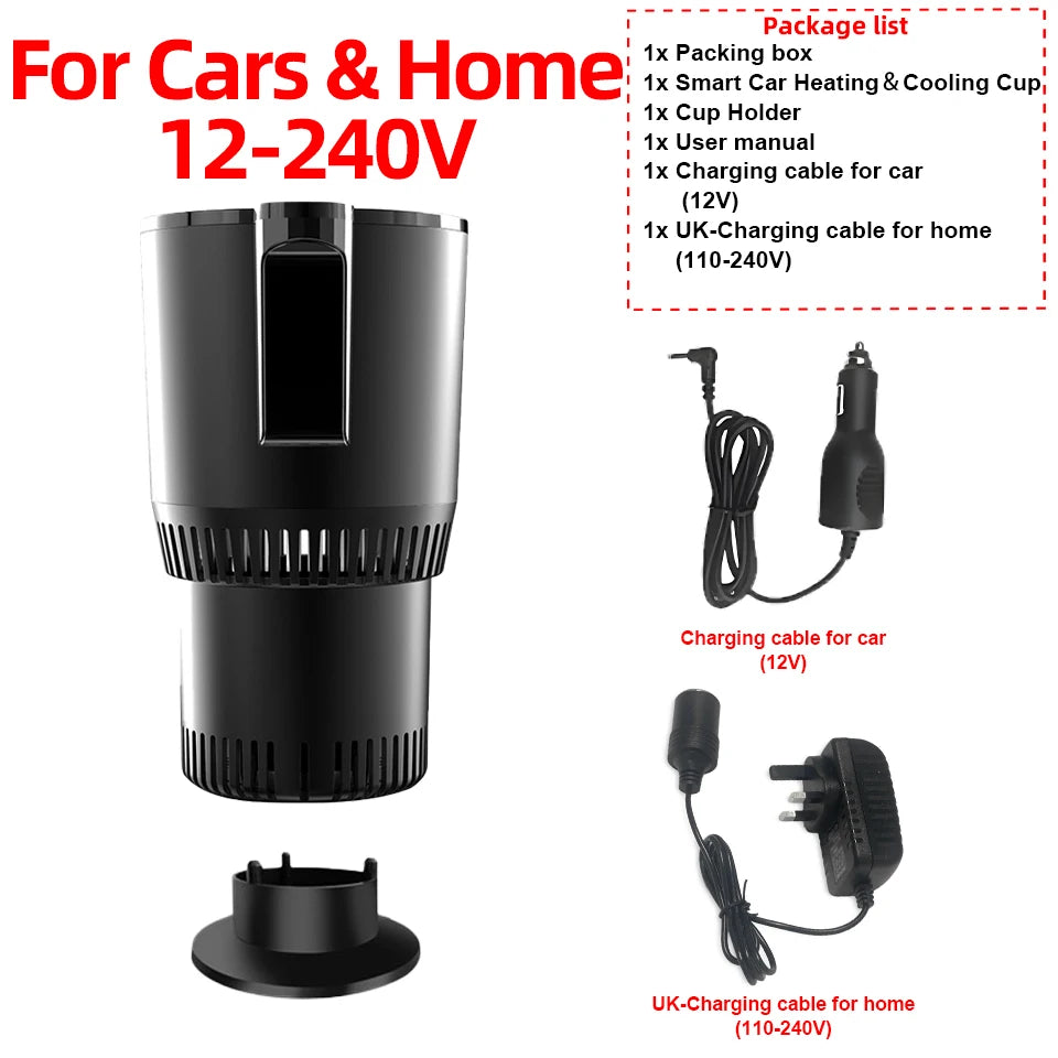 Car Heating and Cooling Cup 12V With Built-in Cup Holder Display Screen One Click Switch For Car Home Beverage Bottle ThermosCup