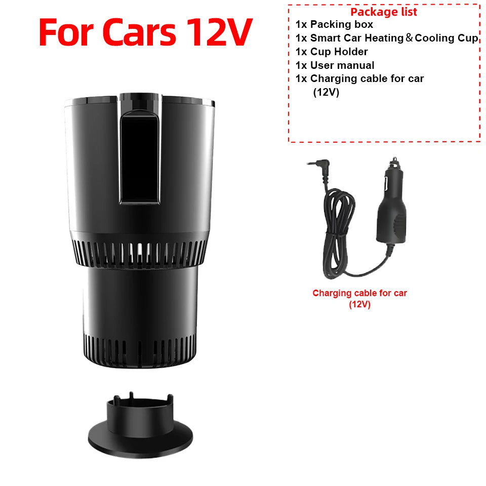 Car Heating and Cooling Cup 12V With Built-in Cup Holder Display Screen One Click Switch For Car Home Beverage Bottle ThermosCup